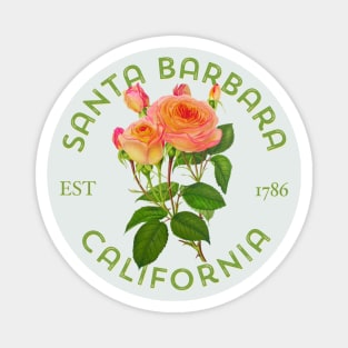 Santa Barbara California Vintage Rose Botanical Illustration Magnet